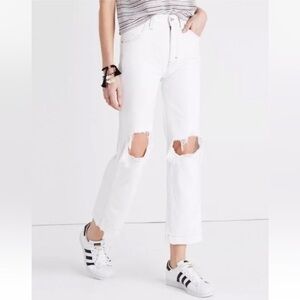 Madewell x where i was from Collaboration White Straight Distressed Crop Jean 24